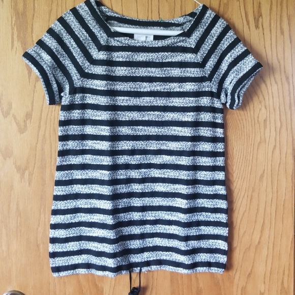 Lou & Grey Tops - Lou & Grey cuff sleeve, striped terry Tshirt